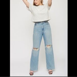 DYNAMITE Wide Leg Ripped Jeans 'Heidi'
